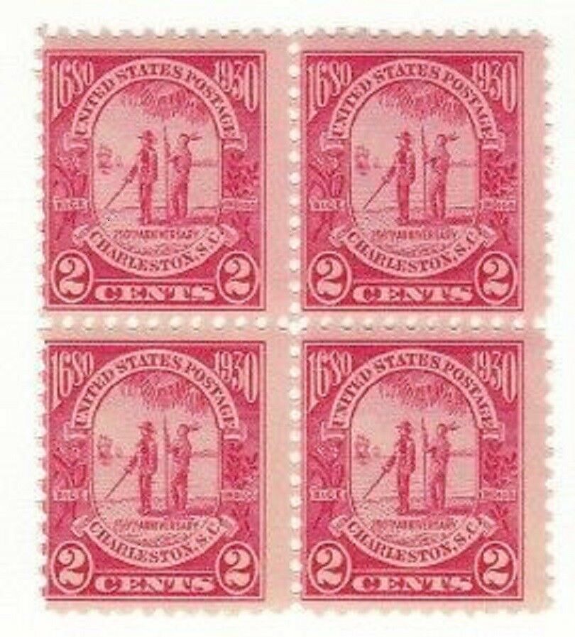 1930  Carolina- Charleston Block of 4 2c Postage Stamps - Scott 683 - MNH,OG