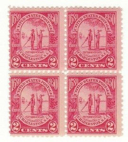 1930  Carolina- Charleston Block of 4 2c Postage Stamps - Scott 683 - MNH,OG