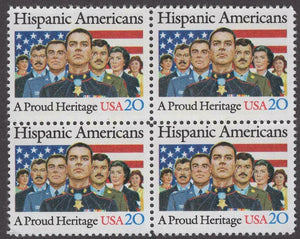1984 Hispanic Americans Block Of 4 20c Postage Stamps - MNH, OG - Sc# 2103