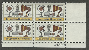 Progress in Electronics Plate Block of 4 Postage Stamps - MNH, OG - Sc# 1502