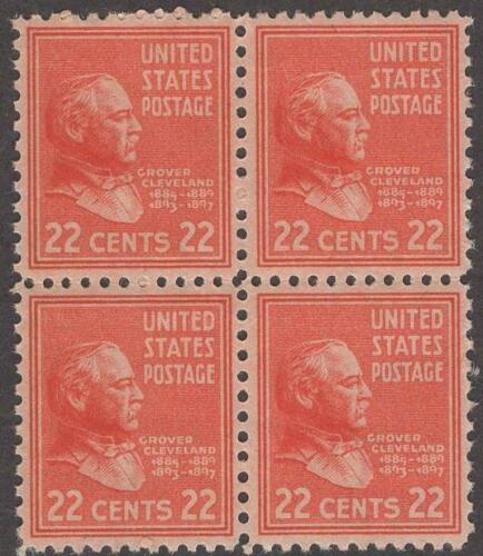 1938 President Grover Cleveland Block of 4 22c Postage Stamps -  Scott 827  - MNH,OG