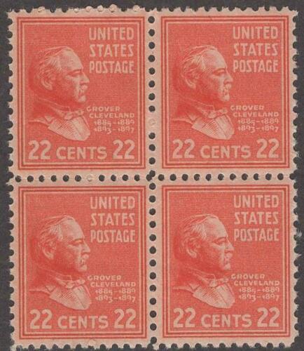 1938 President Grover Cleveland Block of 4 22c Postage Stamps -  Sc# 827  - MNH,OG
