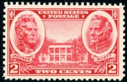 1936 Andrew Jackson & Winfield Scott Single  2c Postage Stamp  - Scott 786 - MNH,OG